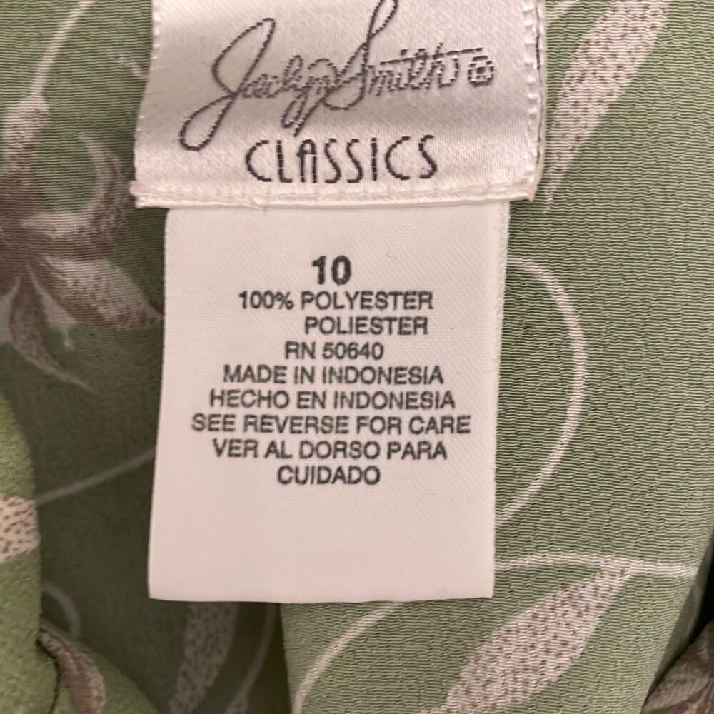 Vintage 90s Jaclyn Smith, Prairie Shirt Dress Sage Green Tie Back Button Front 1 - Picture 9 of 9